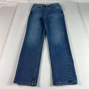 Re/Done Jean Women 25x26* 70s Stove Pipe High Rise Skinny Crop Blue Denim Tag 25